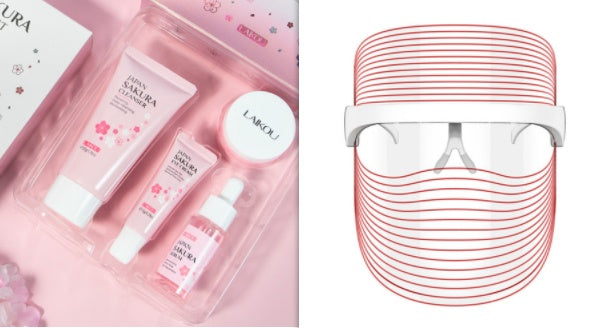 3 in 1 LED Mask Red Light Therapy Skin Rejuvenation Massager Beauty Home Skin Face Whitening Anti Aging SPA Device