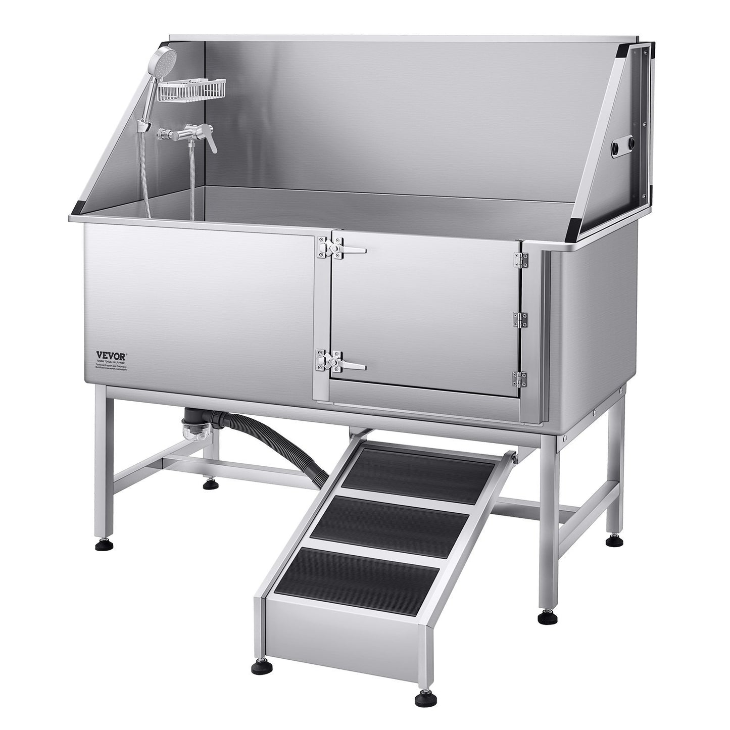 62 Inch Dog Grooming Bath Tub Stainless Steel W Ramp Water Filter