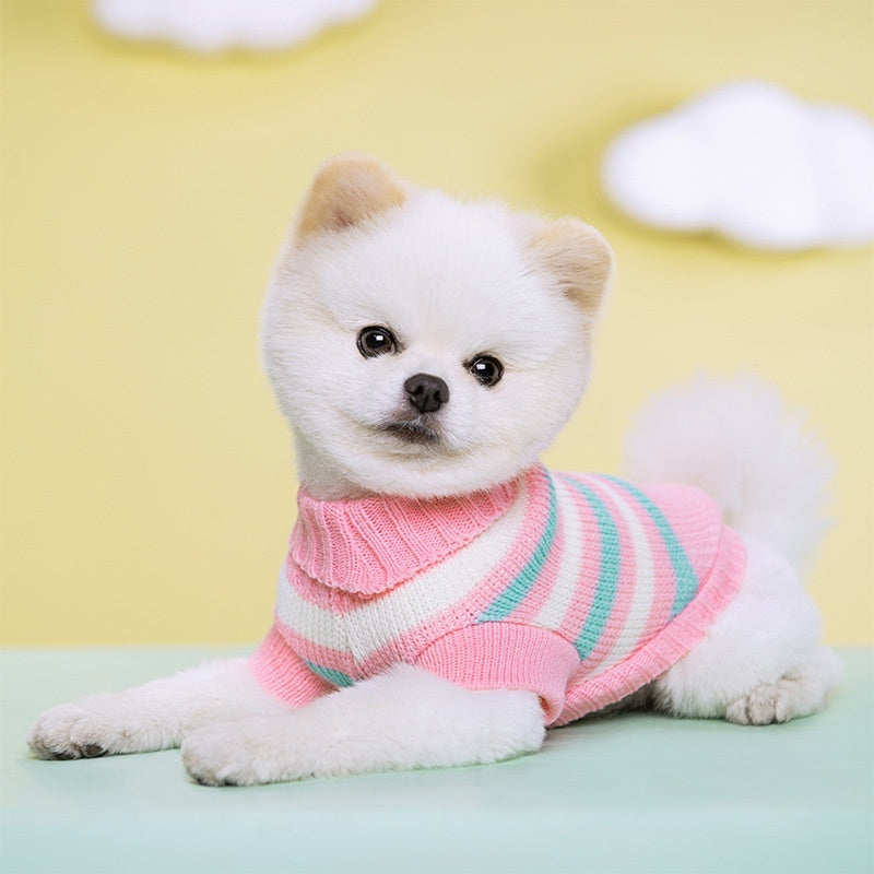Pet Sweater – Striped Floral Knitted Wool