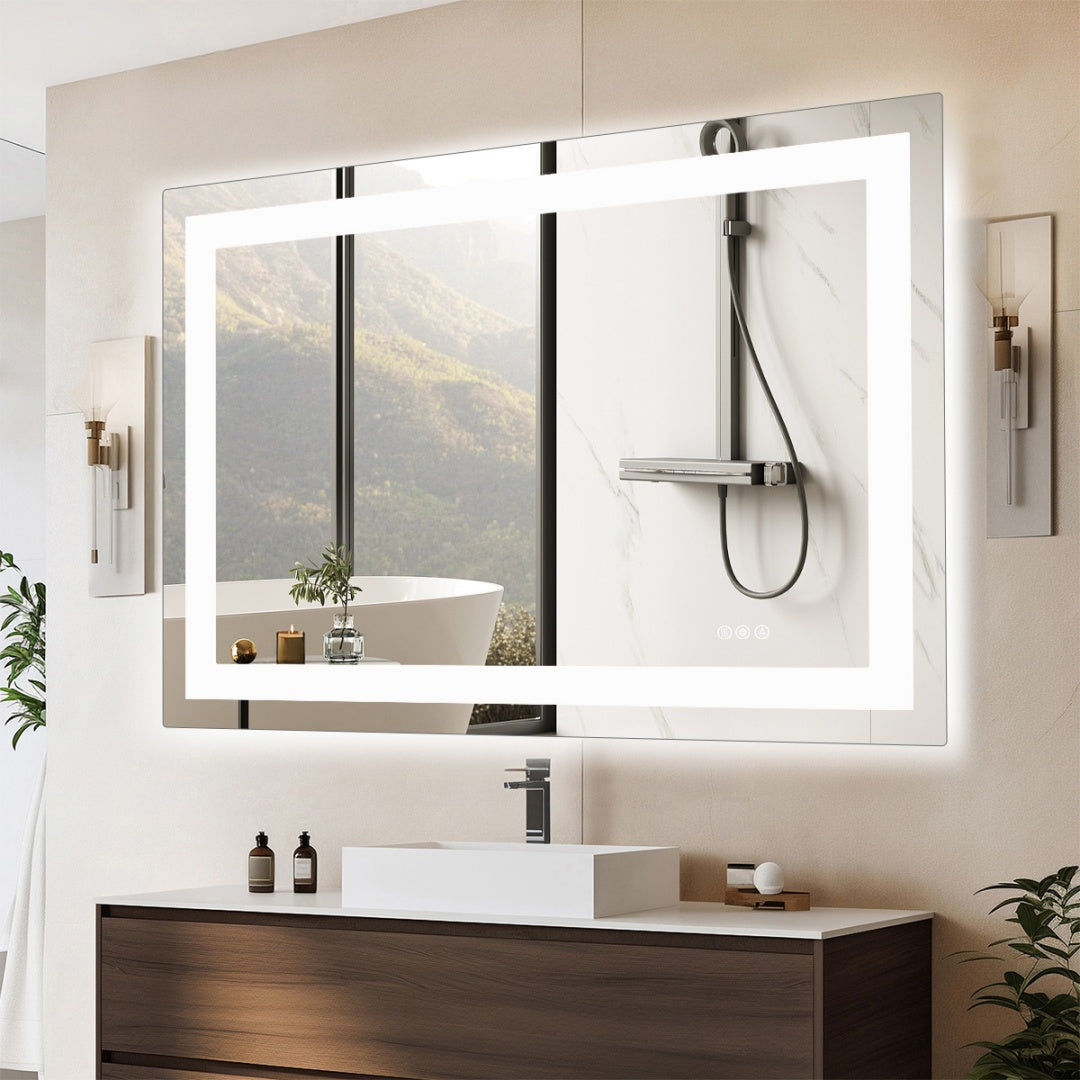 Anti-fog LED Bathroom Mirror With Dual Light Source And Three Lighting Modes-32 X 40