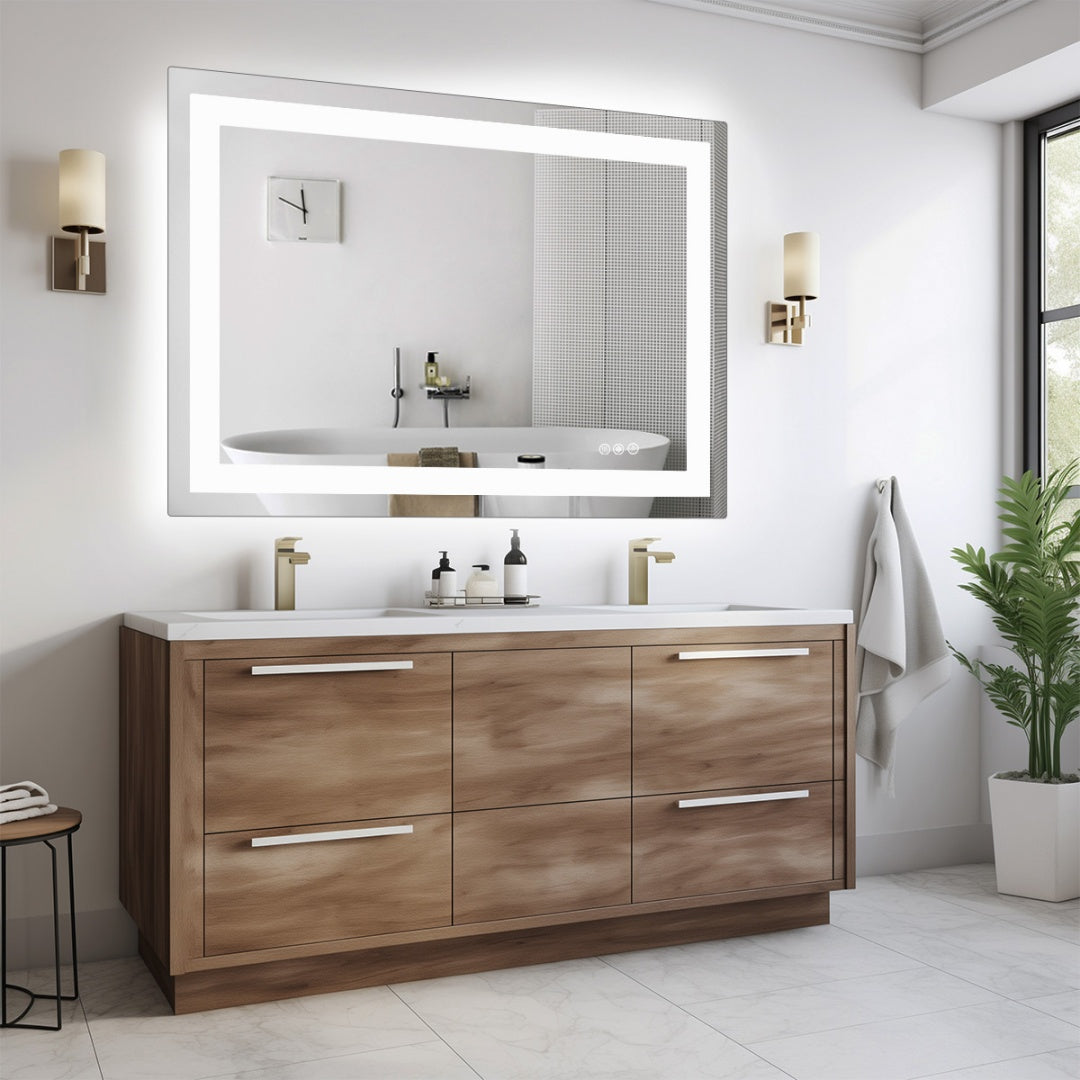 Anti-fog LED Bathroom Mirror With Dual Light Source And Three Lighting Modes-32 X 40