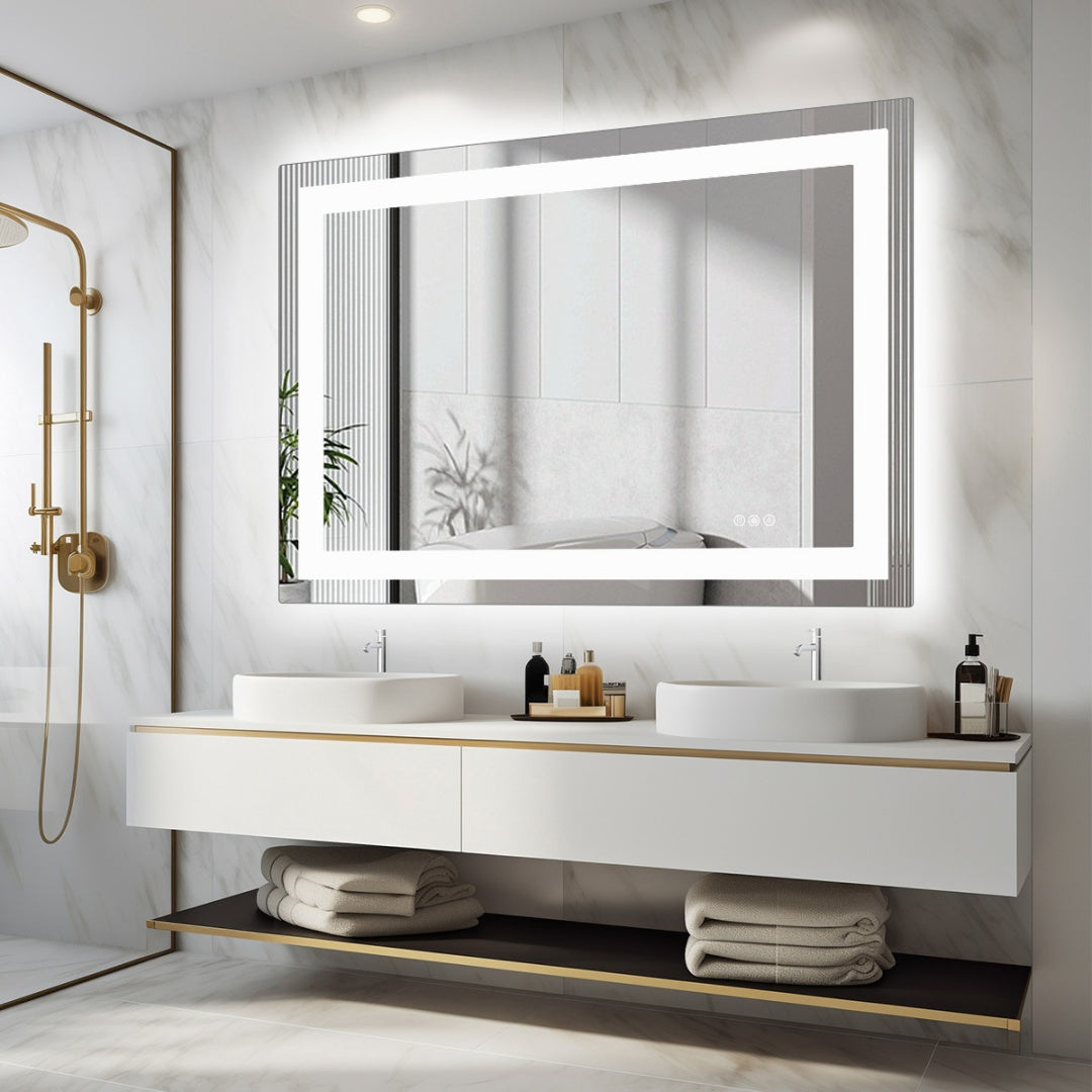 Anti-fog LED Bathroom Mirror With Dual Light Source And Three Lighting Modes-32 X 40