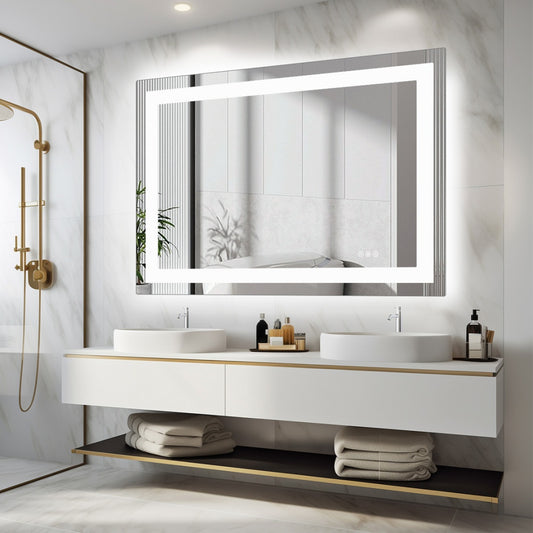 Anti-fog LED Bathroom Mirror With Dual Light Source And Three Lighting Modes-32 X 40