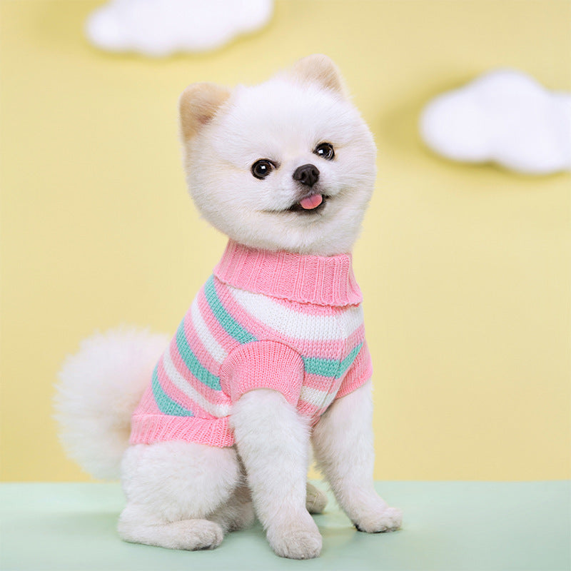 Pet Sweater – Striped Floral Knitted Wool