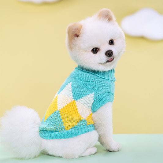 Pet Sweater – Striped Floral Knitted Wool