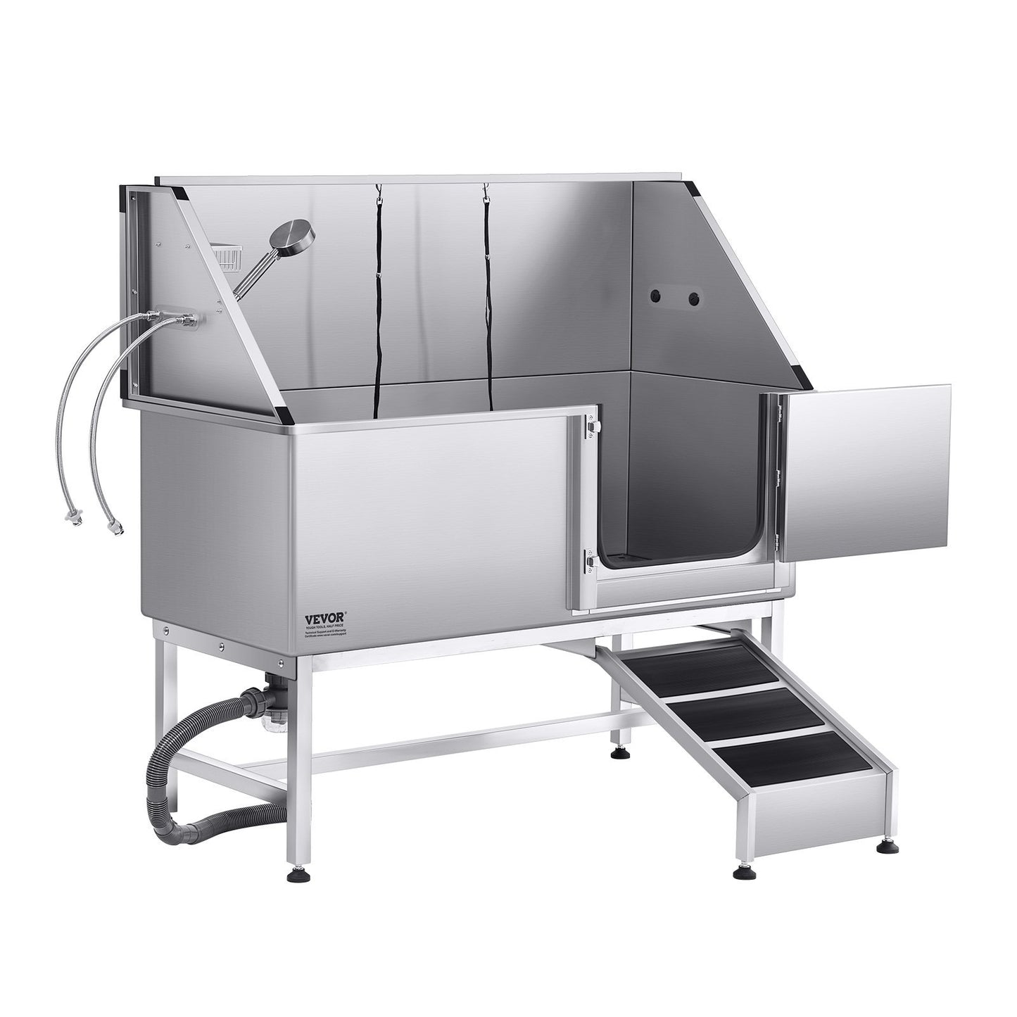 62 Inch Dog Grooming Bath Tub Stainless Steel W Ramp Water Filter