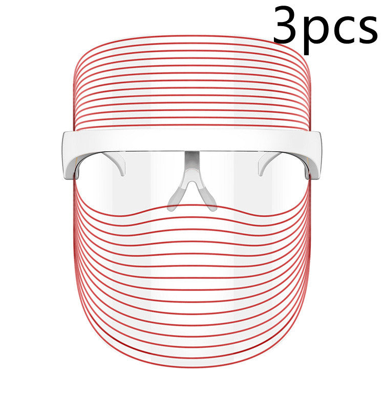 3 in 1 LED Mask Red Light Therapy Skin Rejuvenation Massager Beauty Home Skin Face Whitening Anti Aging SPA Device