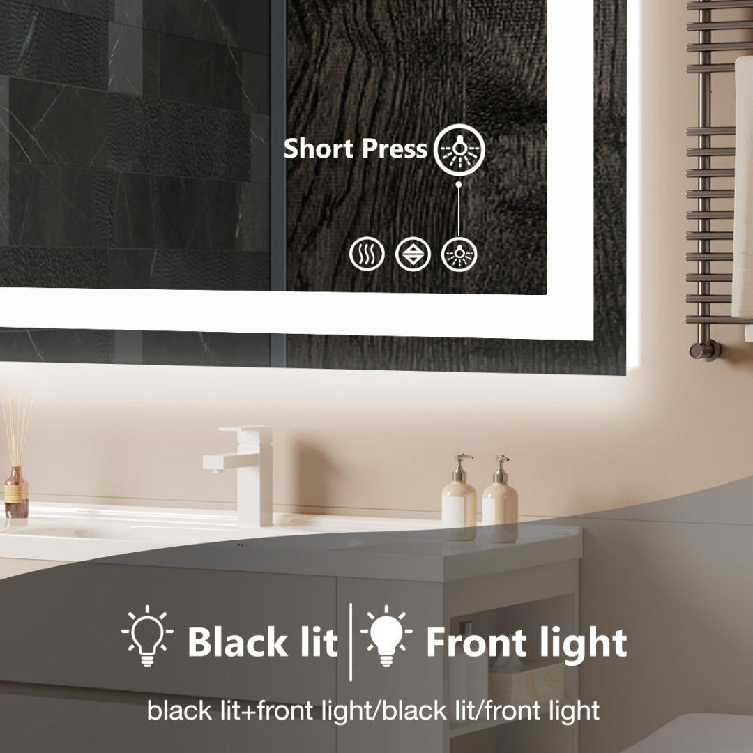 Anti-fog LED Bathroom Mirror With Dual Light Source And Three Lighting Modes-32 X 40