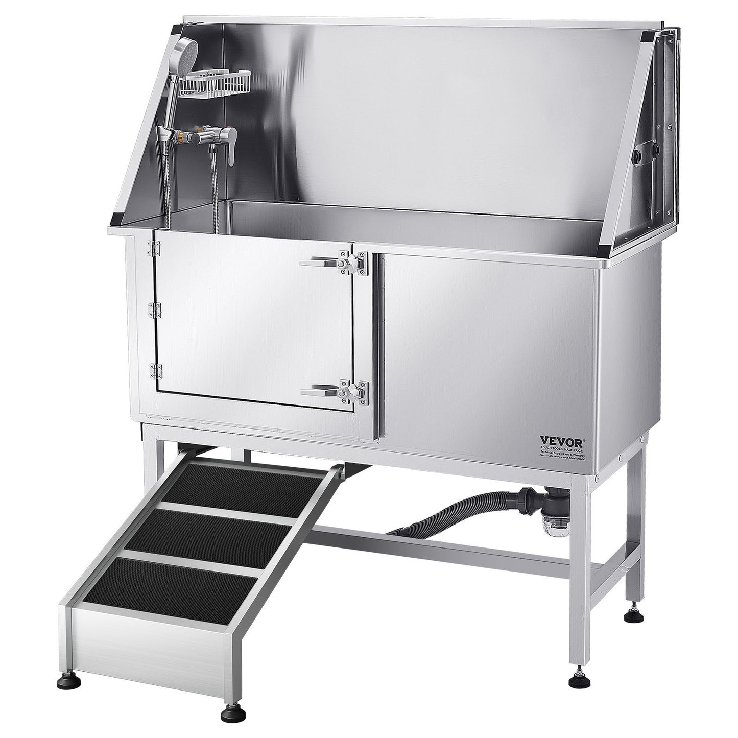 50 Inch Dog Grooming Bath Tub Stainless Steel W Ramp Water Filter Left